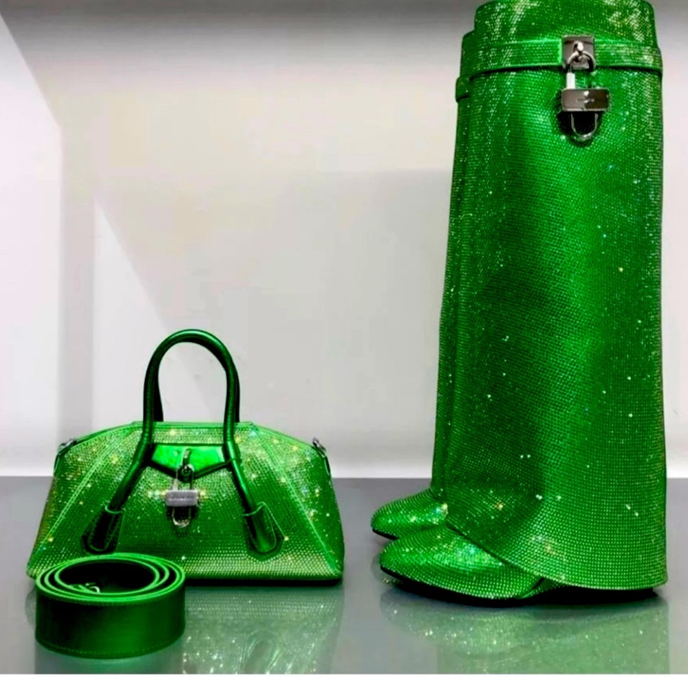 Givenchy Shark Lock Boots

Green sparkly $4000
Handbag $2000
Single or both